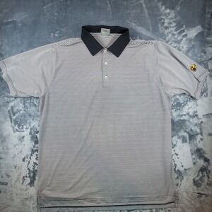 Fennec Highly Evolved Mens XL Polo Shirt Black White Stripe Tiger Logo Golf XL